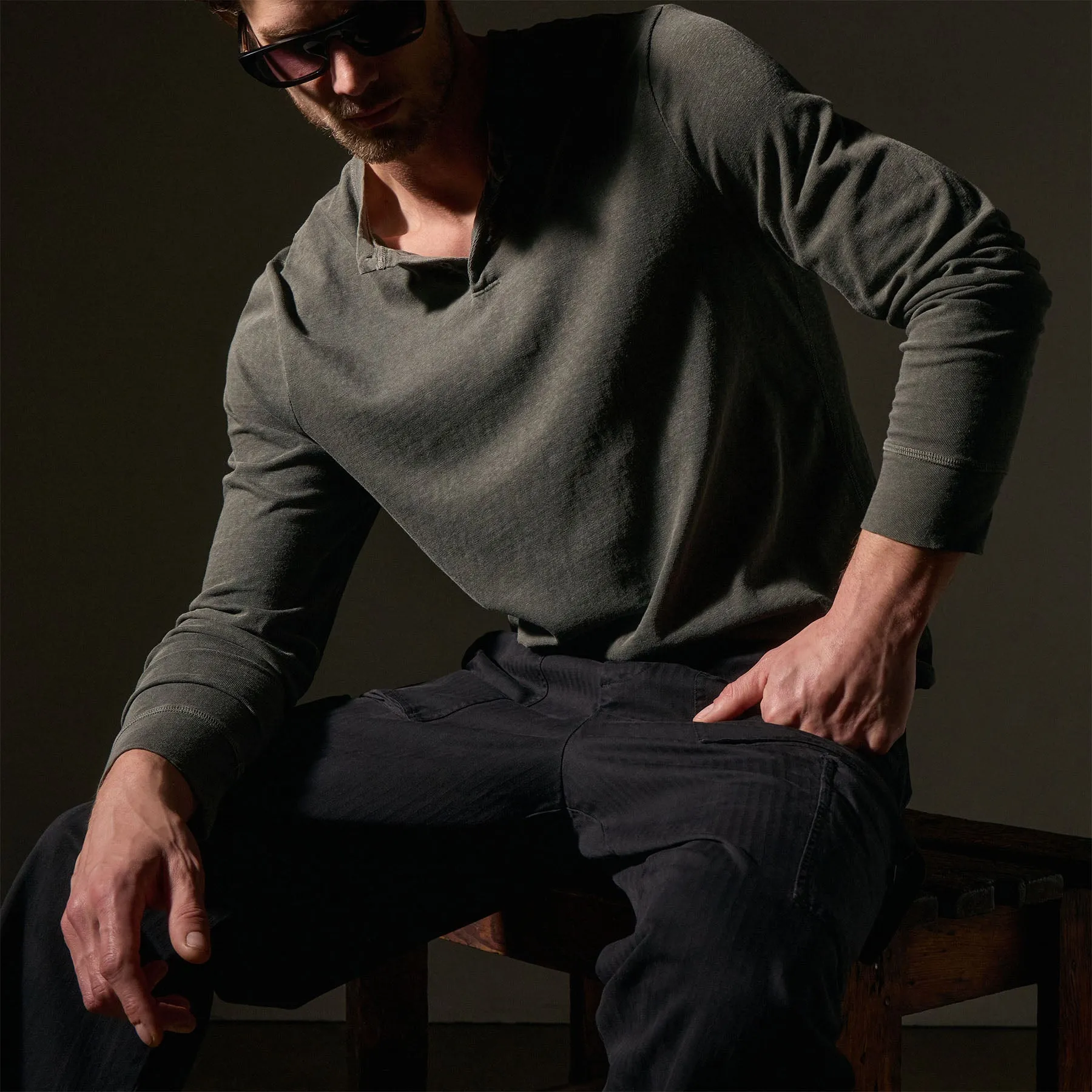 Herringbone Twill Utility Pant - Black