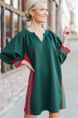 Highly Recommended Hunter Green Textured Dress