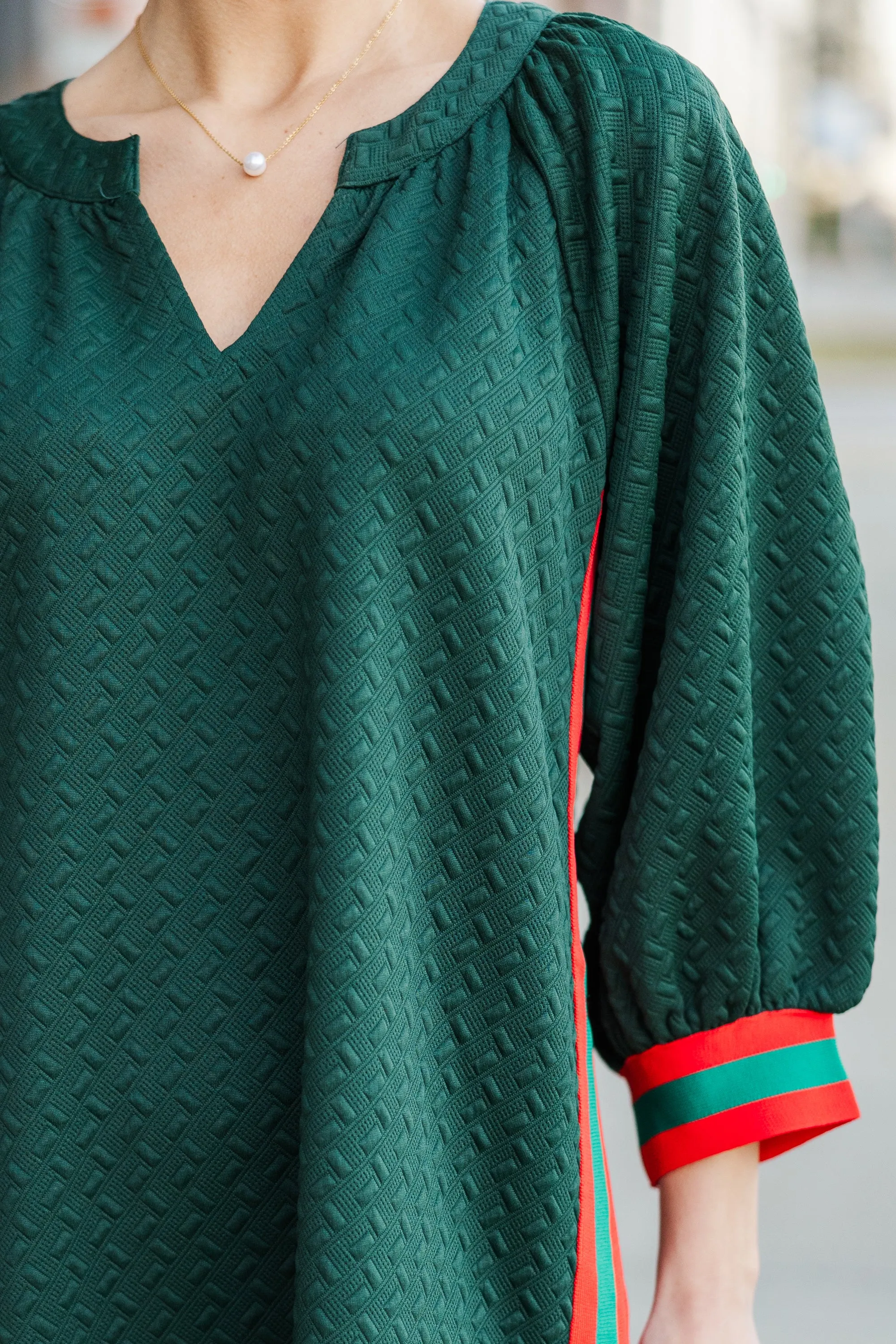 Highly Recommended Hunter Green Textured Dress