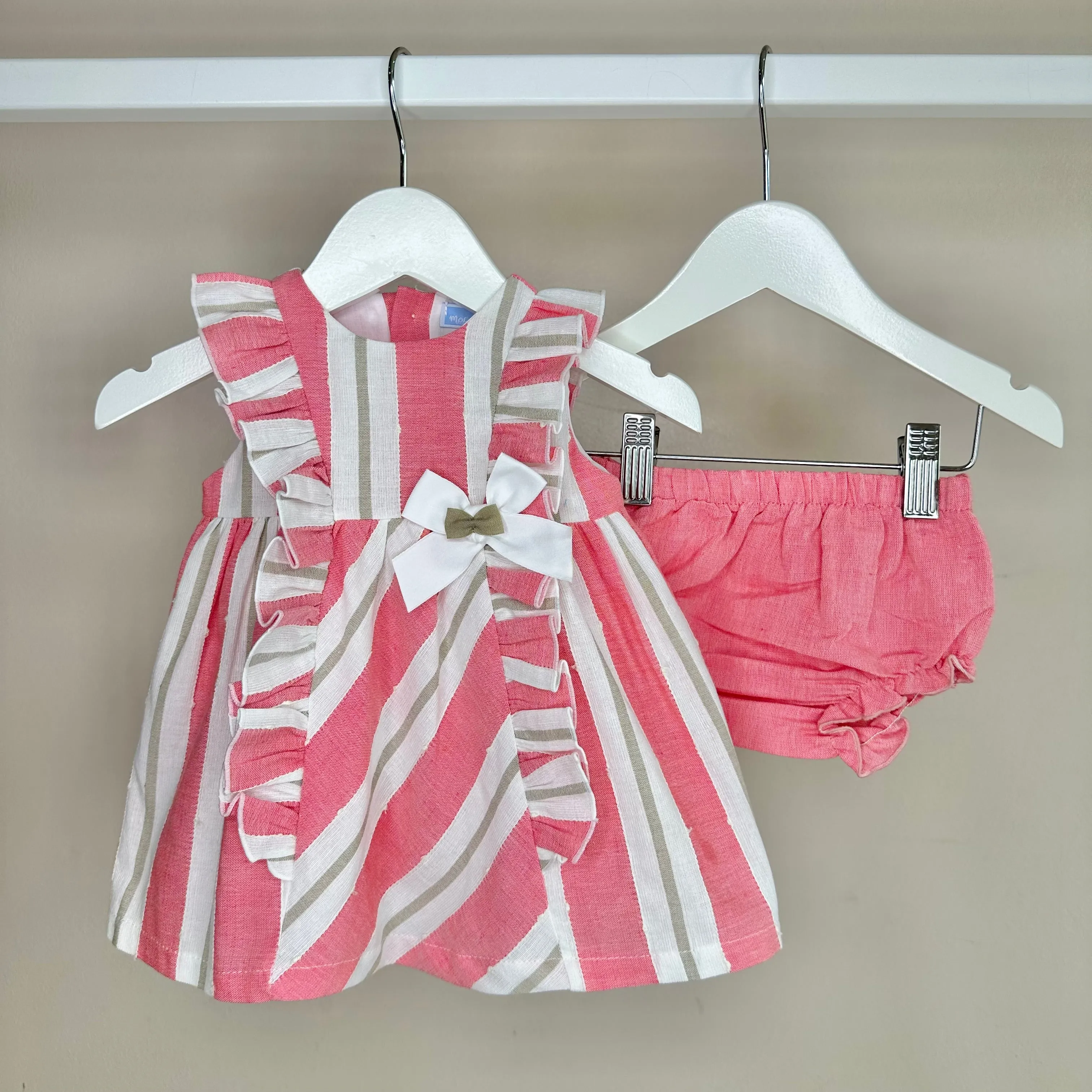 Hot Pink Stripe Dress & Pant Set