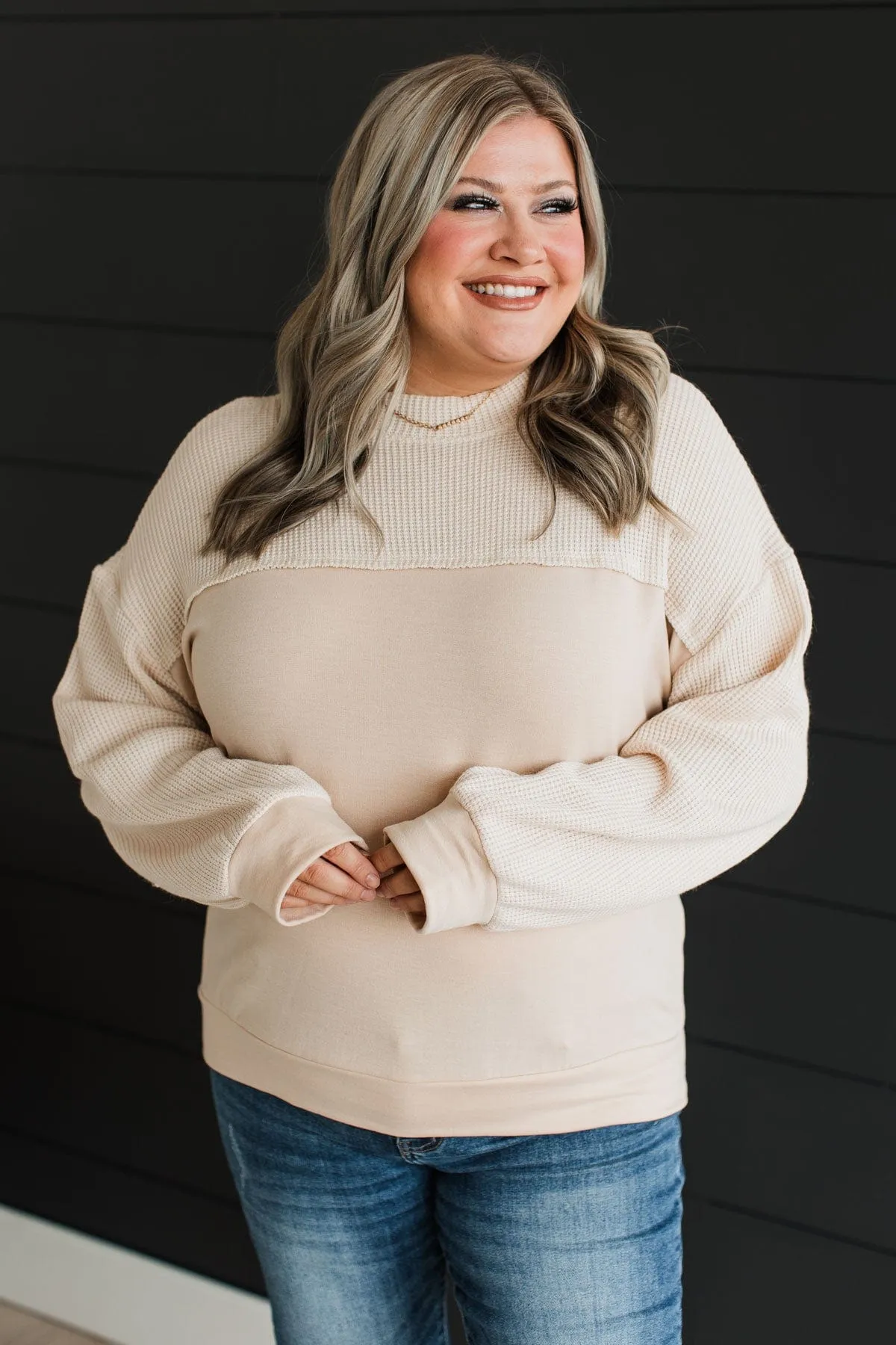 In My Feels Color Block Knit Top- Cream