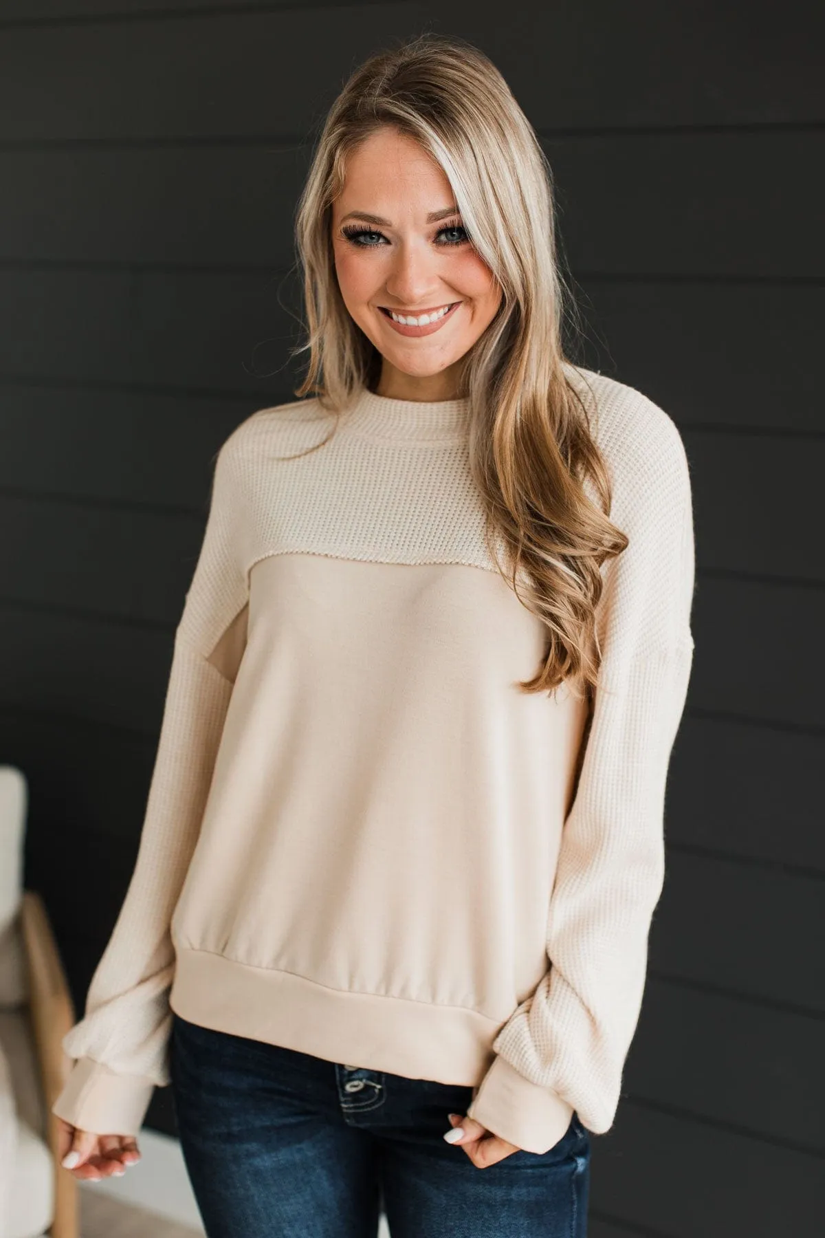 In My Feels Color Block Knit Top- Cream