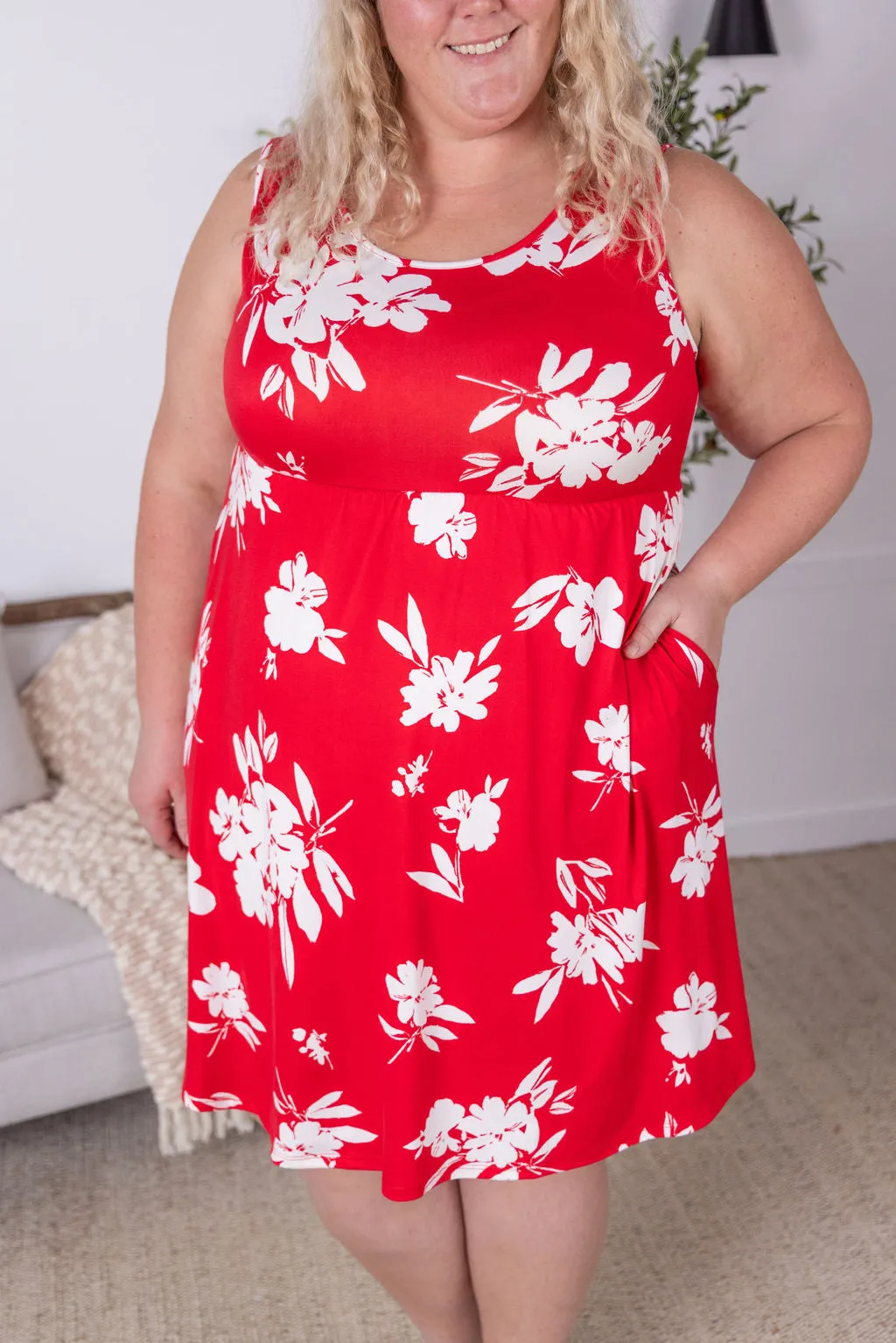 IN STOCK Kelsey Tank Dress - Red Floral