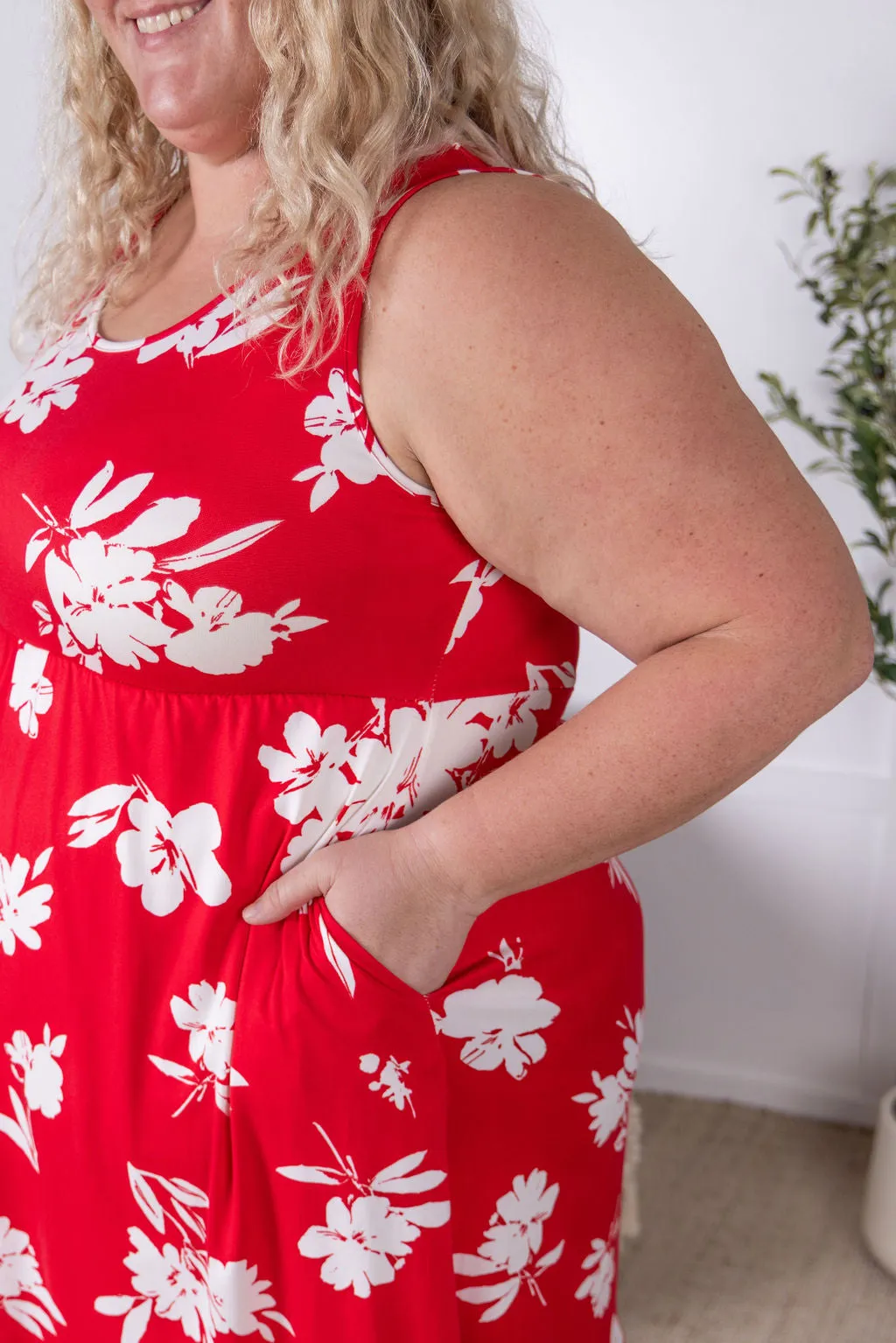 IN STOCK Kelsey Tank Dress - Red Floral