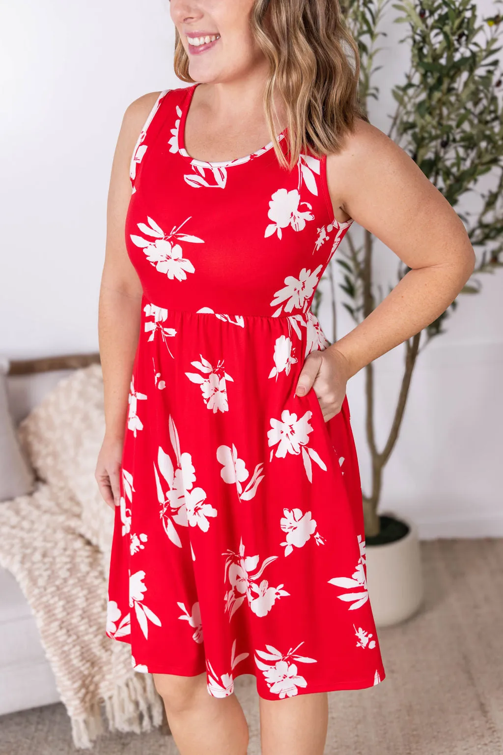 IN STOCK Kelsey Tank Dress - Red Floral