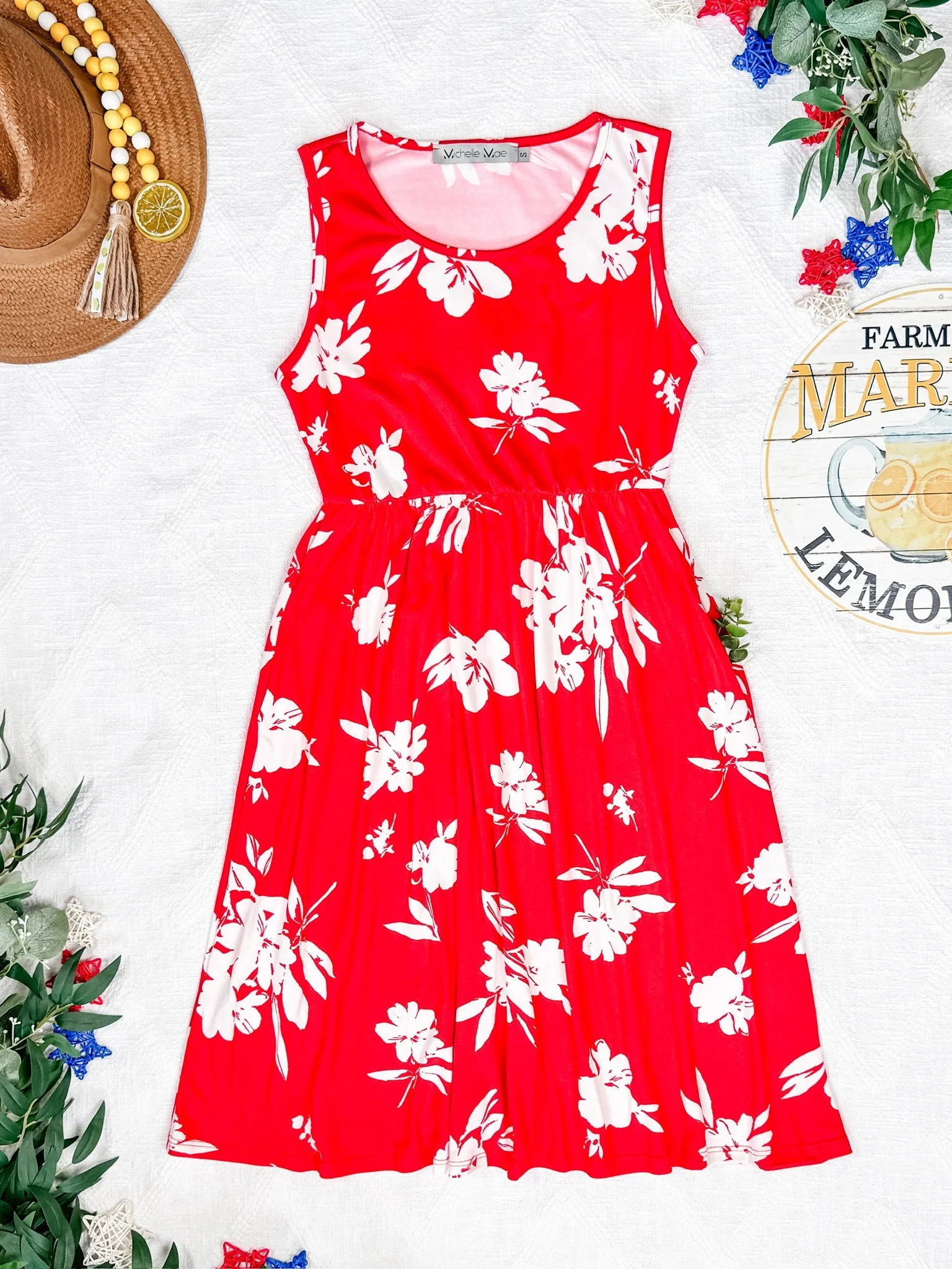 IN STOCK Kelsey Tank Dress - Red Floral