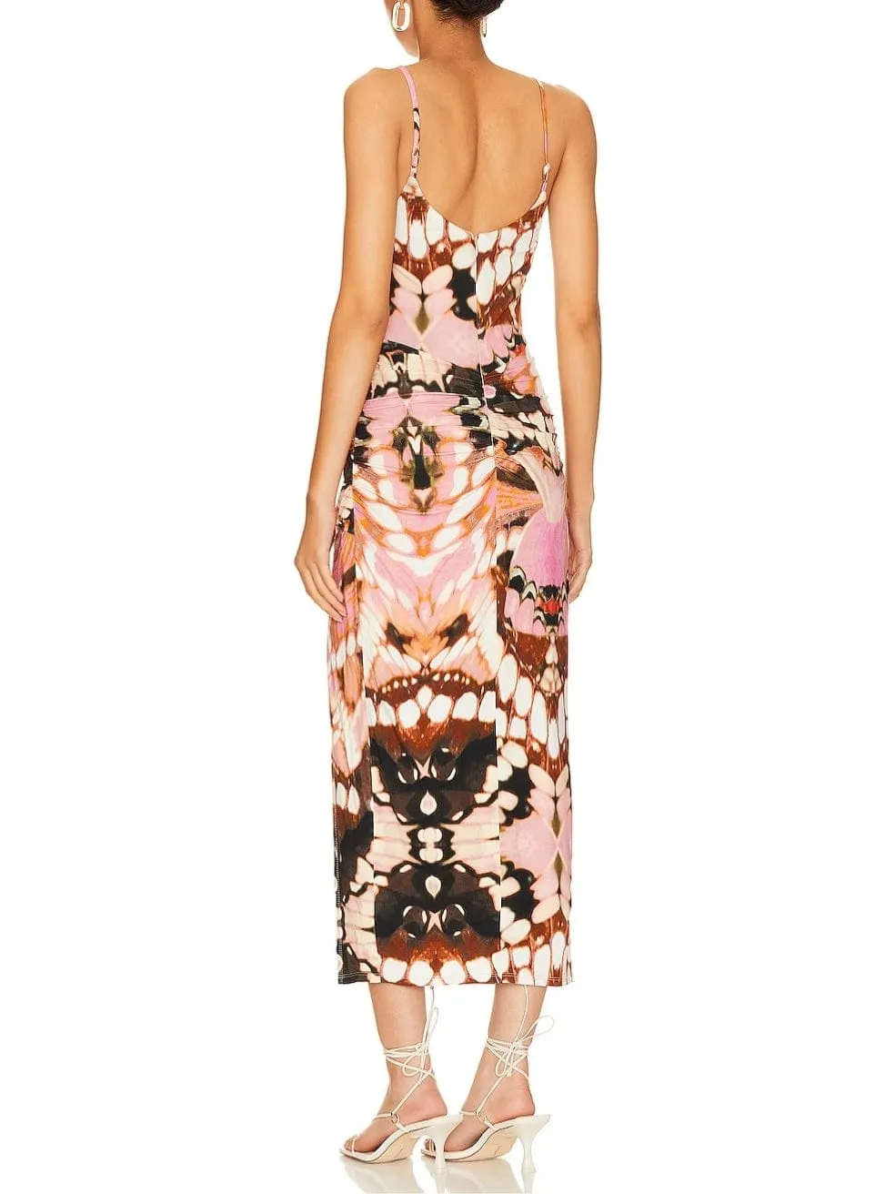 Inez Midi Dress in Pink Butterfly