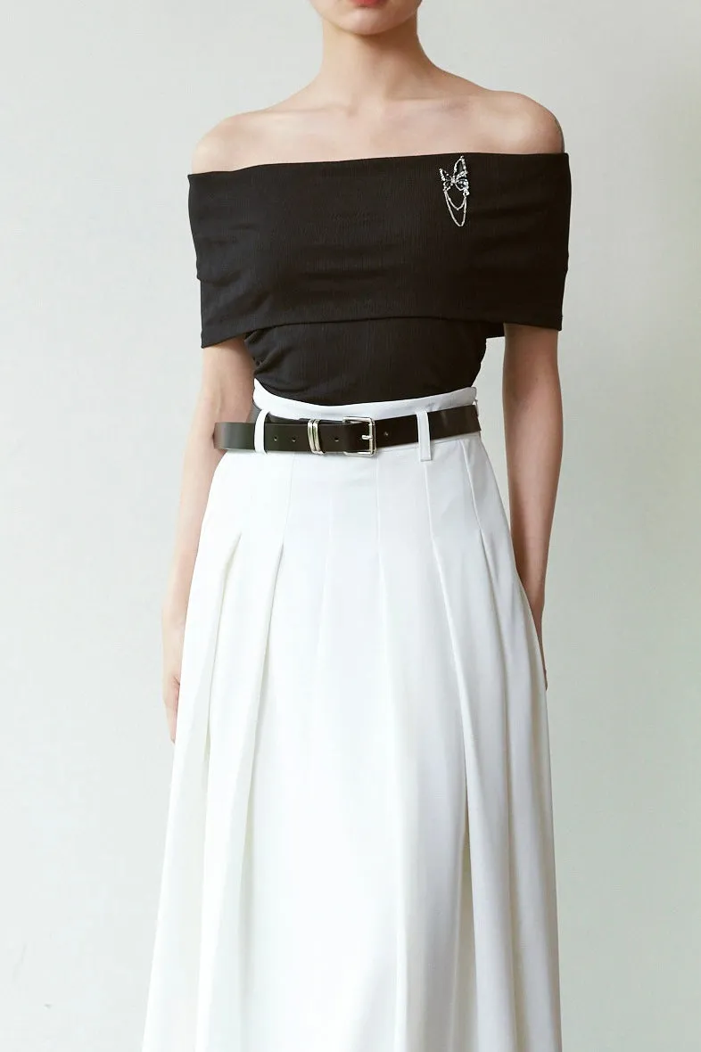 Intention Acetate Off The Shoulder Top