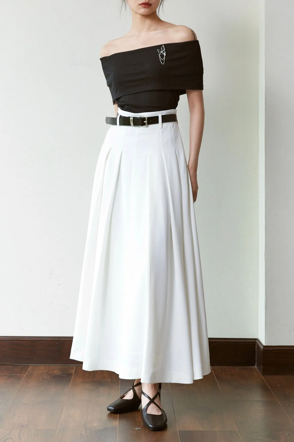 Intention Acetate Off The Shoulder Top