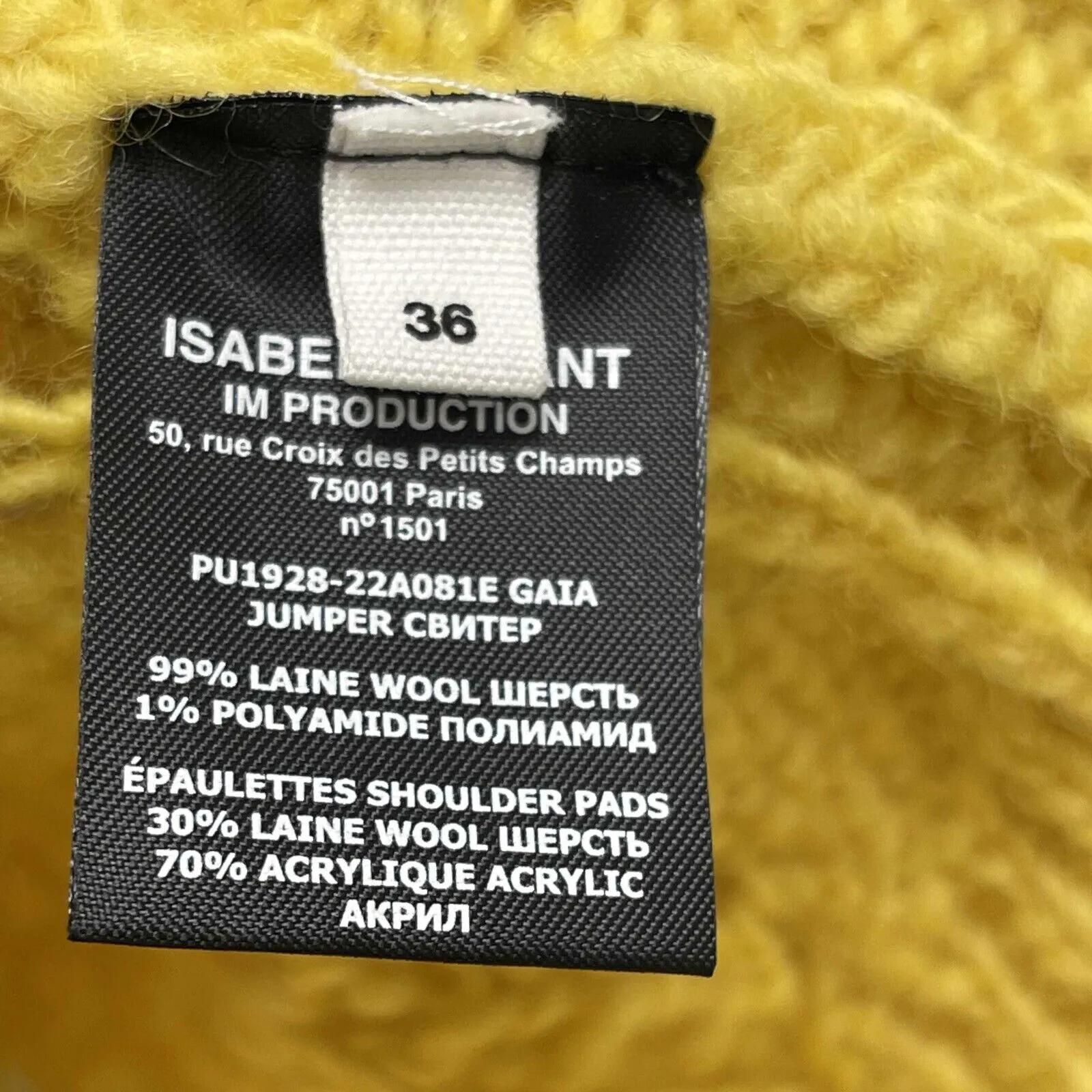 Isabel Marant New w/ Tags Gali sweater 36 US 4 Yellow Jacket