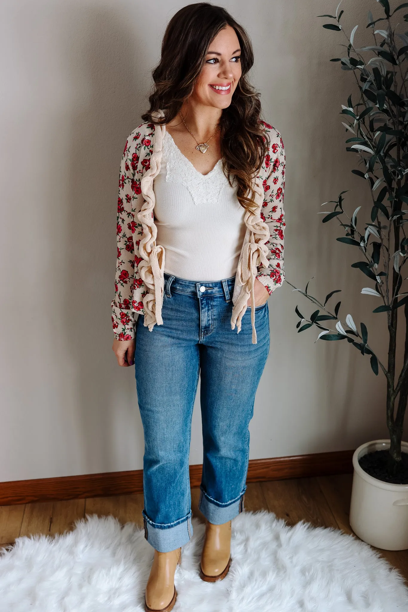 Isla Floral Tie Front Cardigan