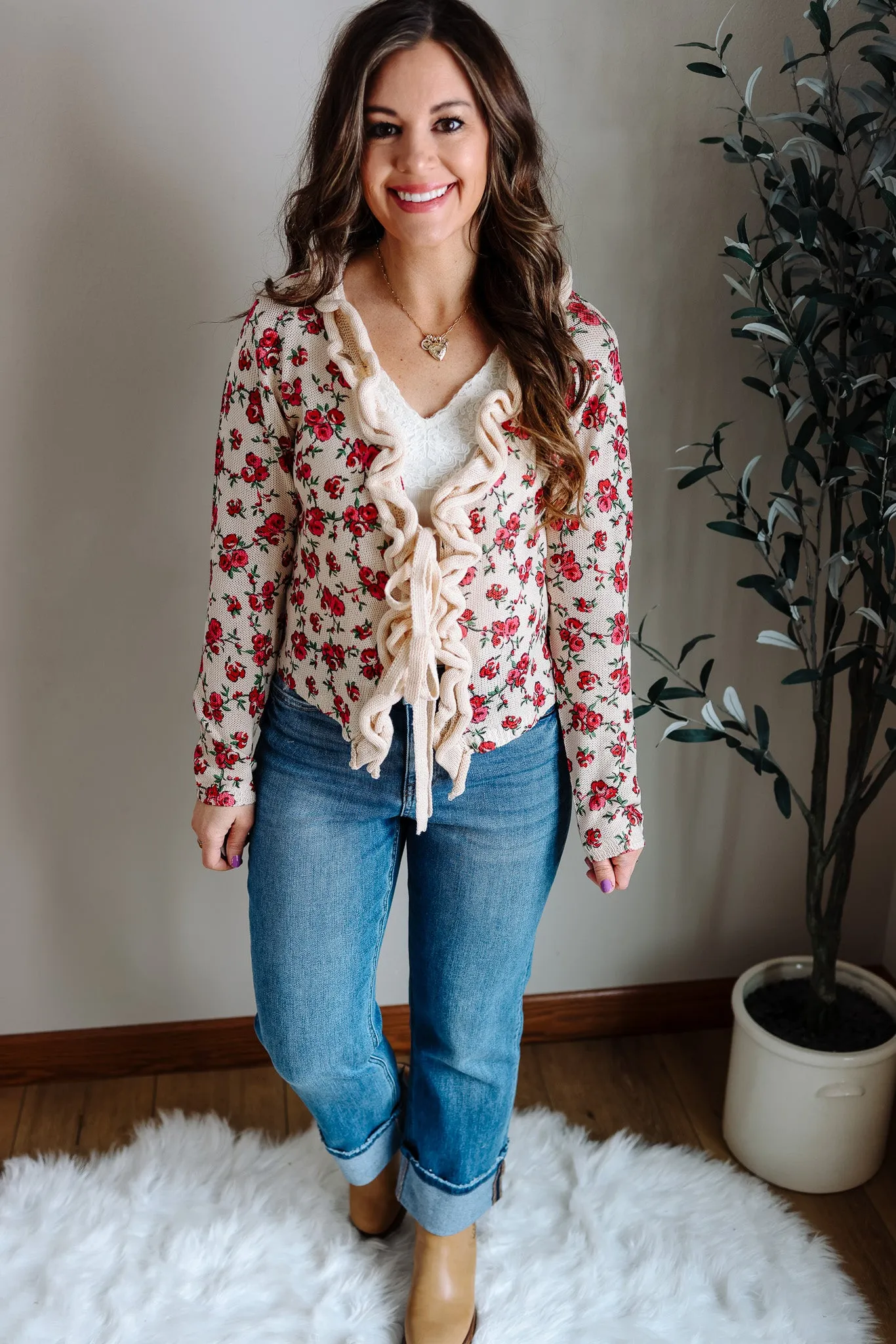 Isla Floral Tie Front Cardigan