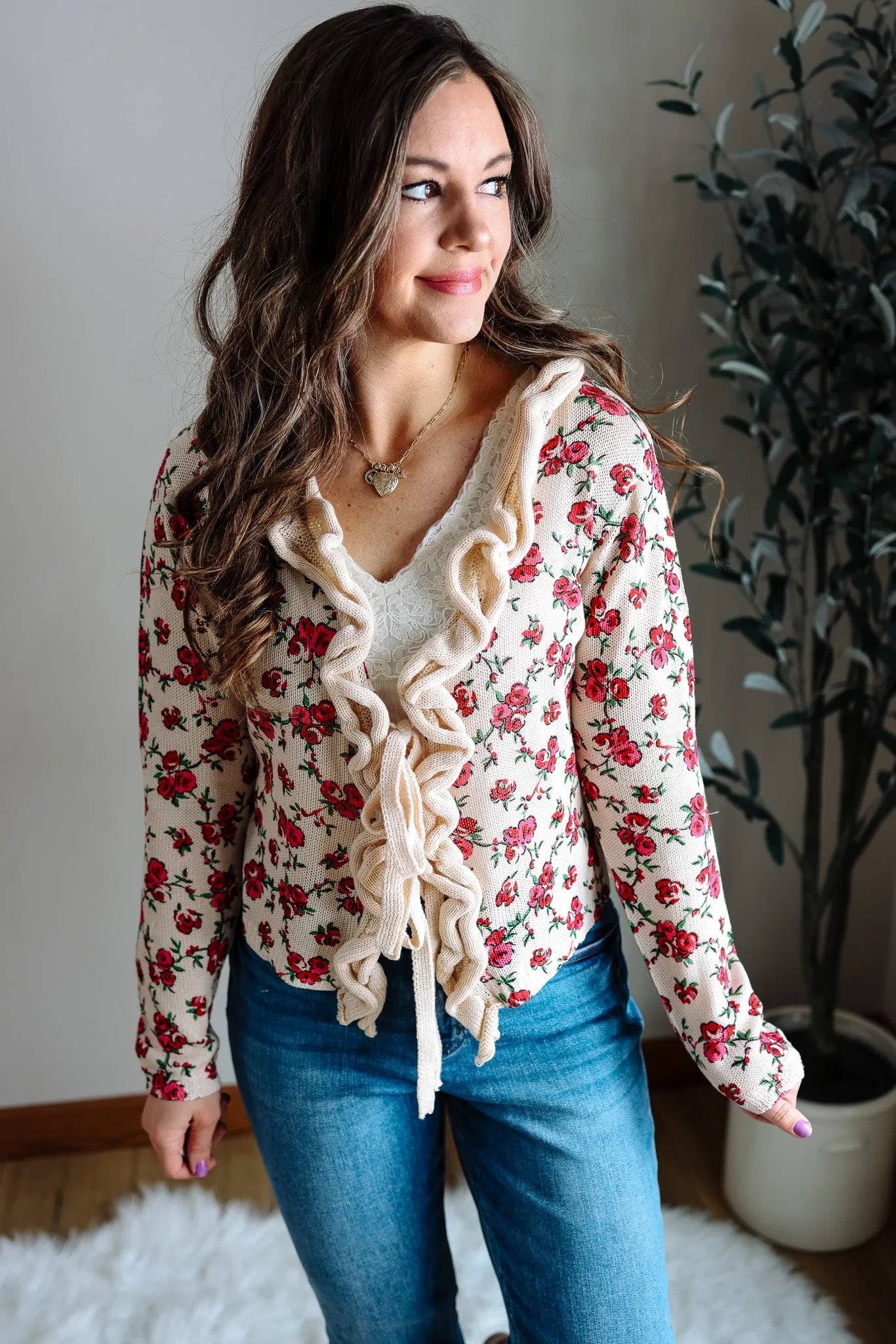 Isla Floral Tie Front Cardigan