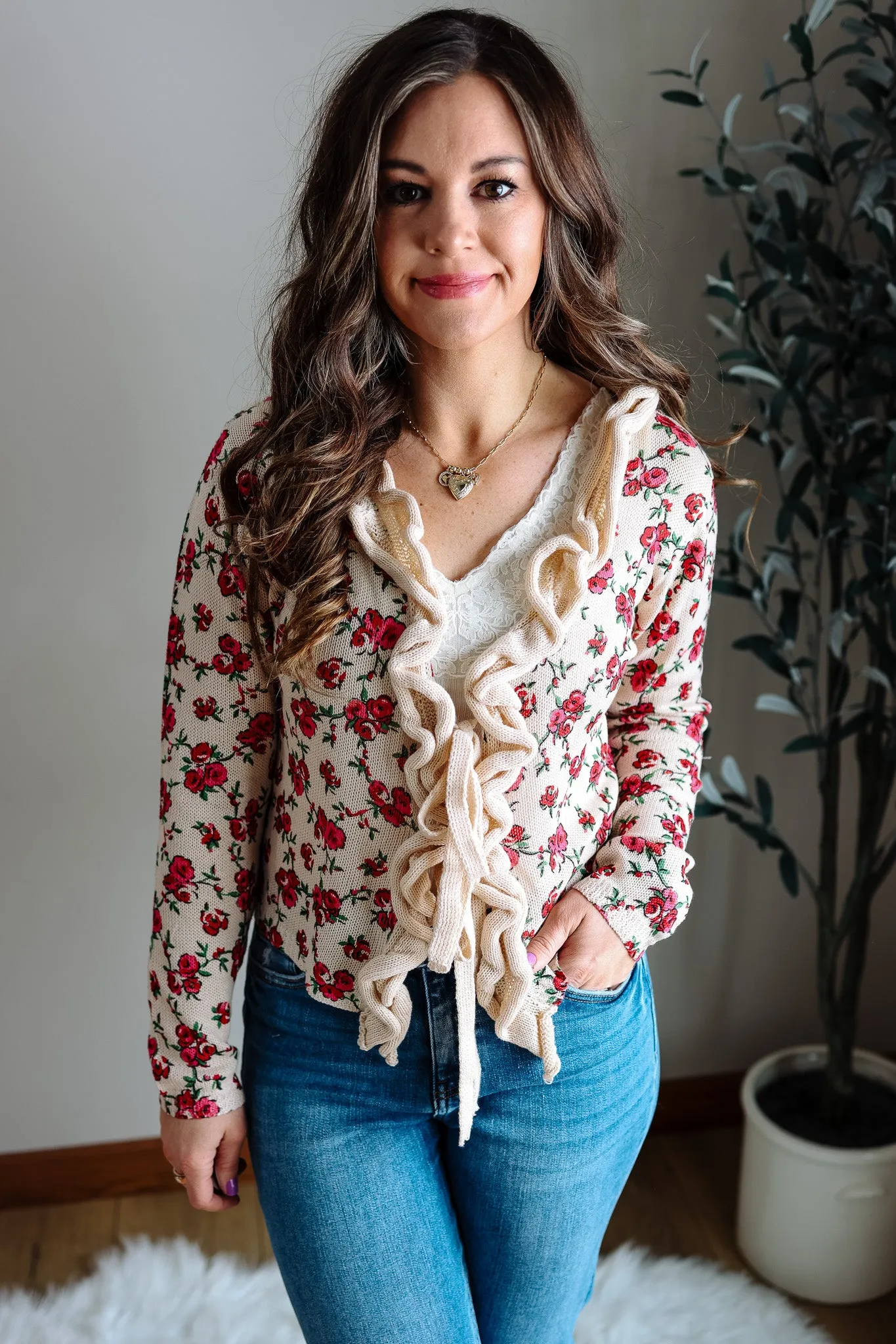 Isla Floral Tie Front Cardigan