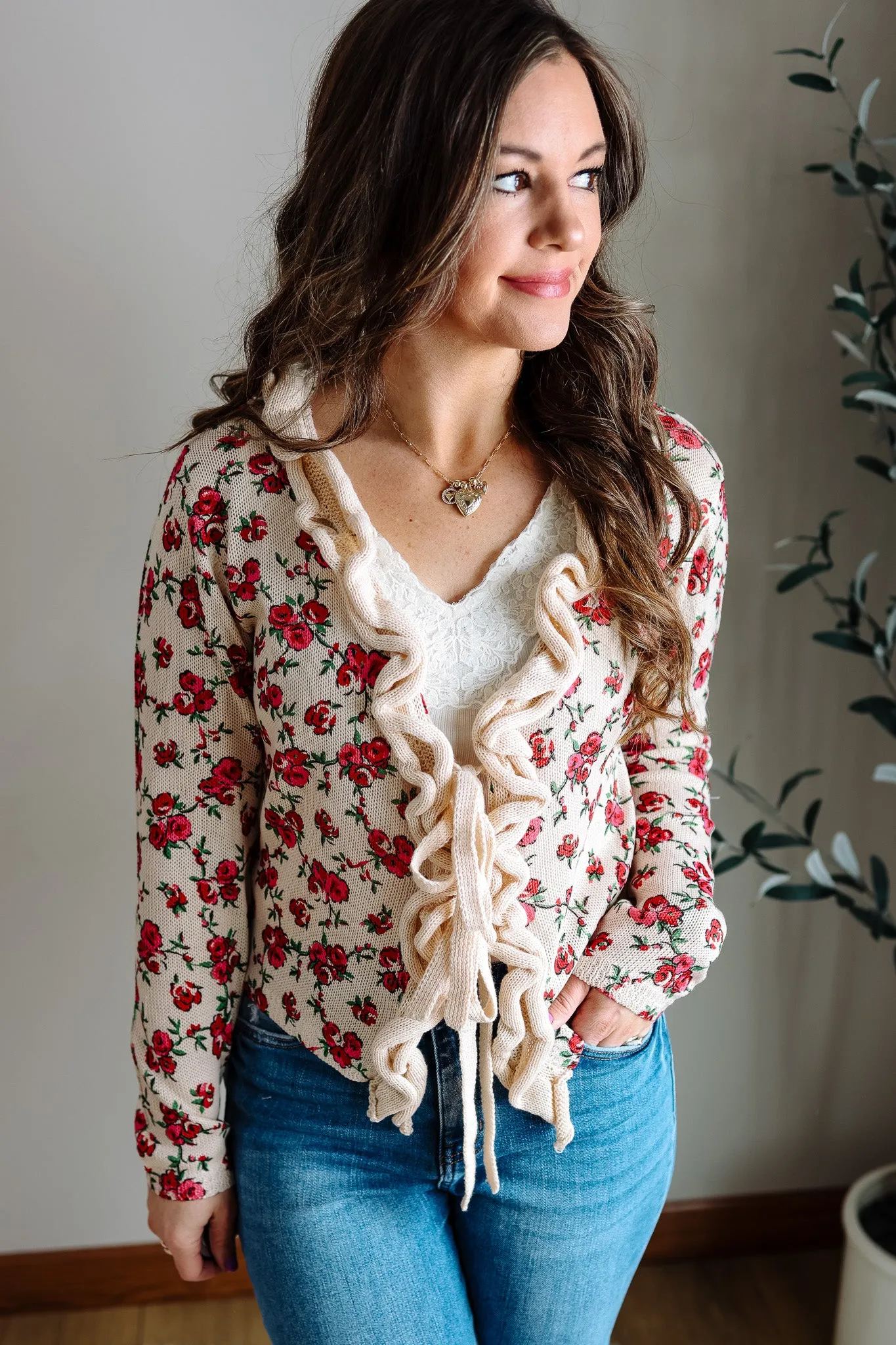 Isla Floral Tie Front Cardigan