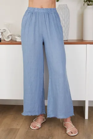 Italian Linen Pants with Raw Edge Hem