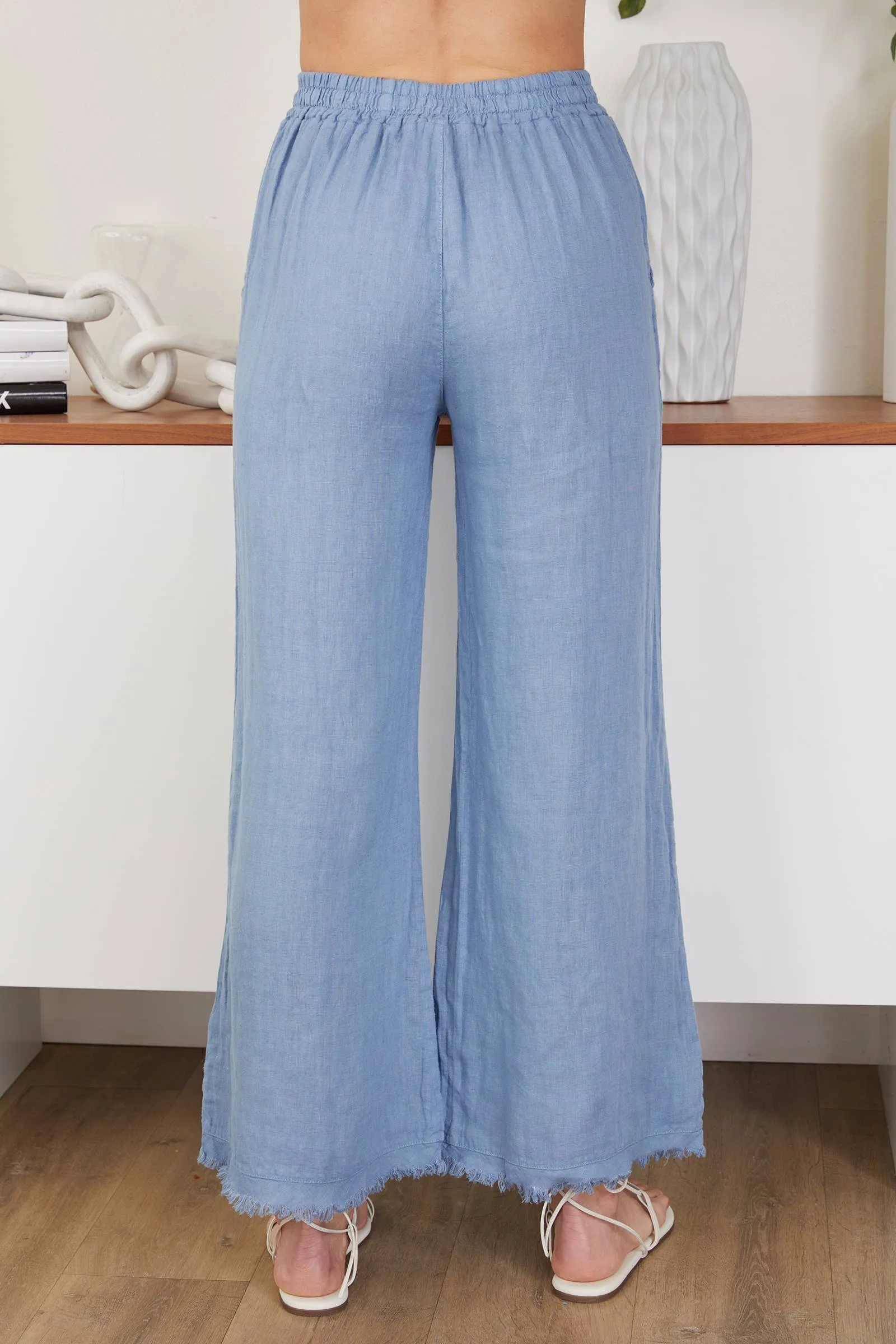 Italian Linen Pants with Raw Edge Hem