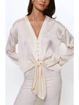 Ivory Tie Blouse