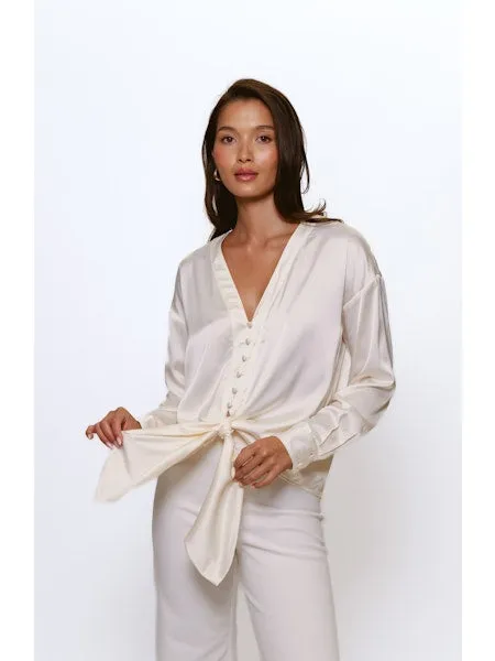 Ivory Tie Blouse