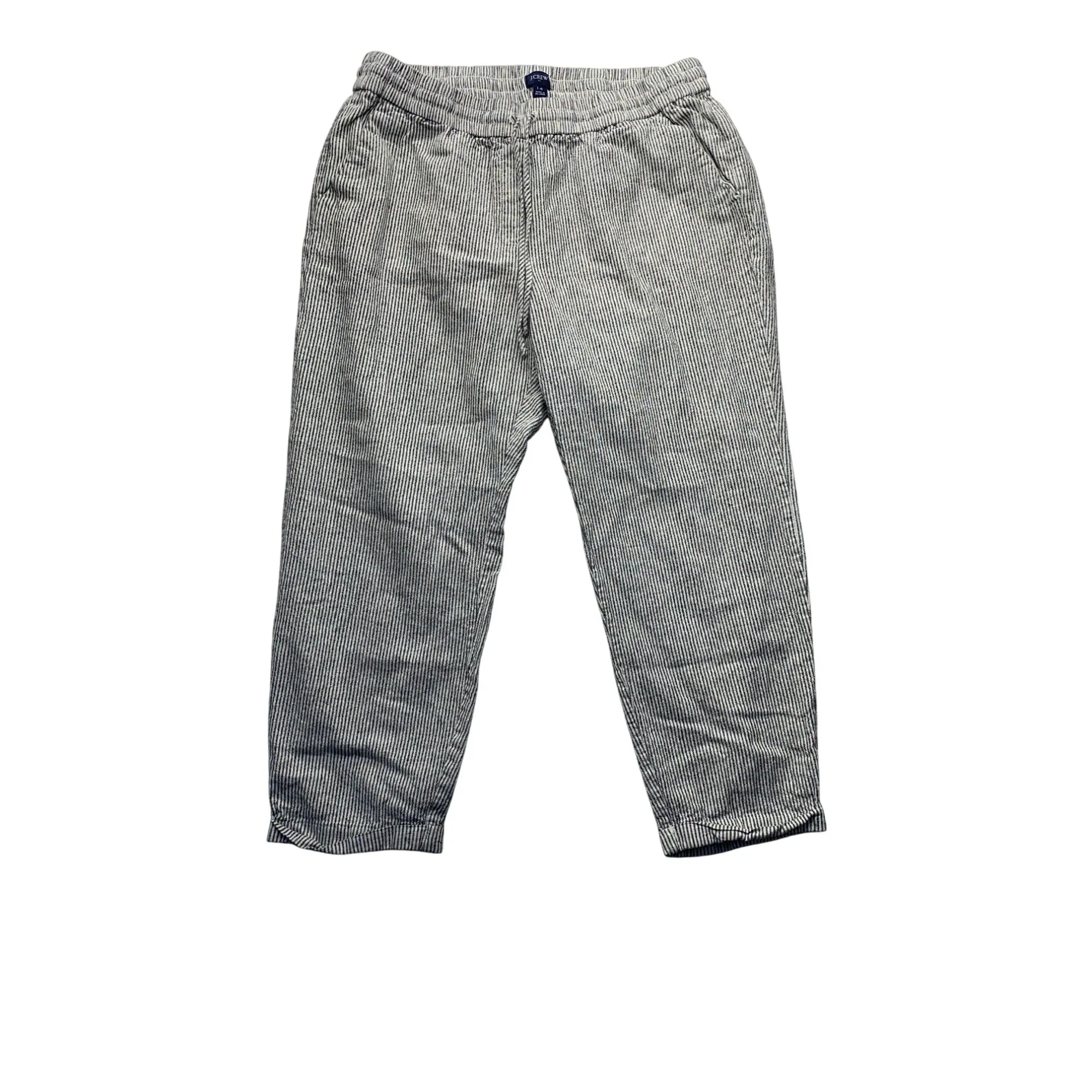 J.Crew Womens Striped Linen/Cotton Blend Elastic-Waist Pants #7326
