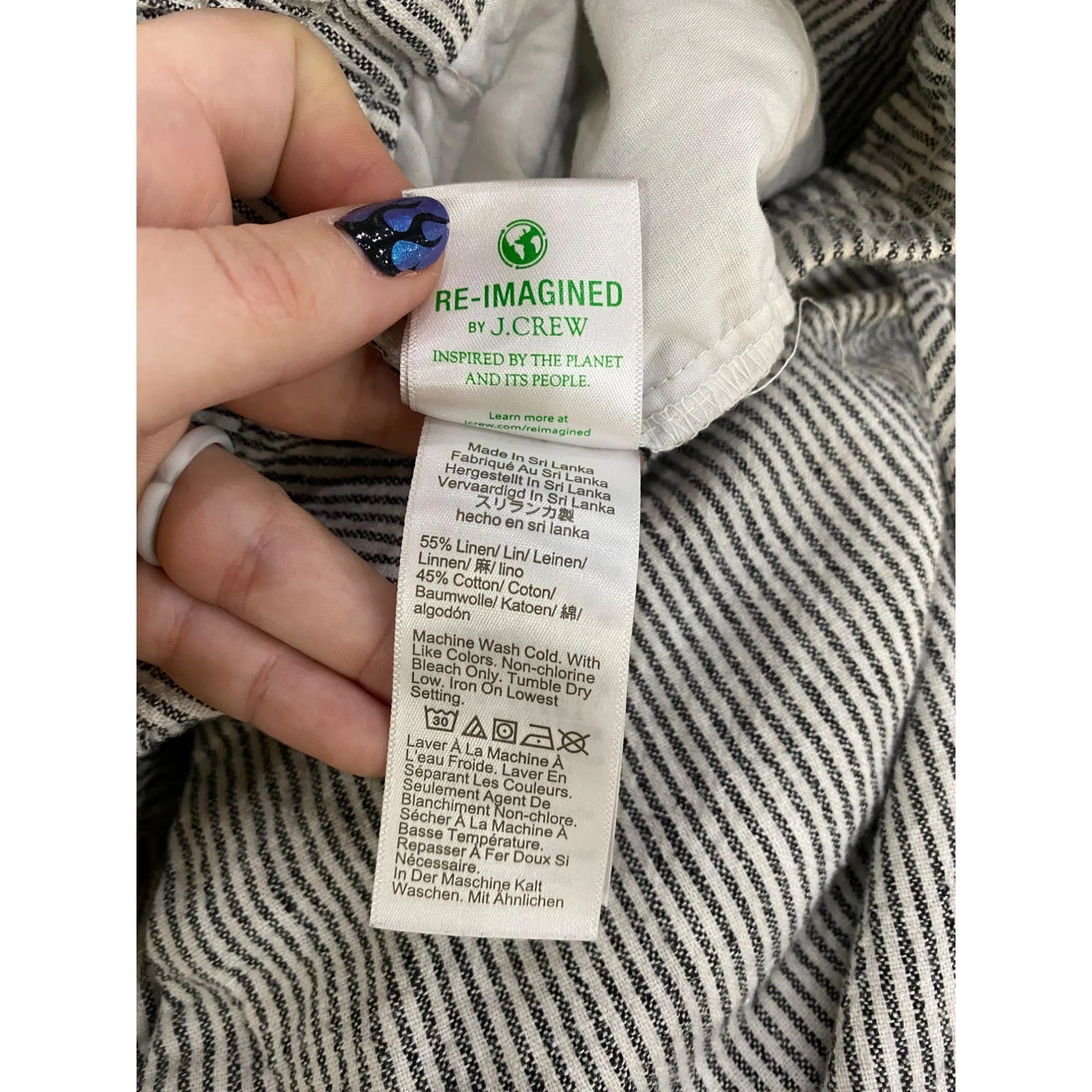 J.Crew Womens Striped Linen/Cotton Blend Elastic-Waist Pants #7326