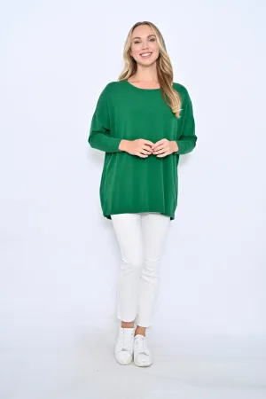 Jenny Oversized Wool Blend Jumper In Emerald