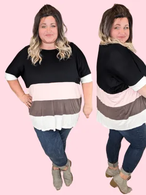 Jillian Colorblock Crewneck Short Sleeve in Dark Neapolitan