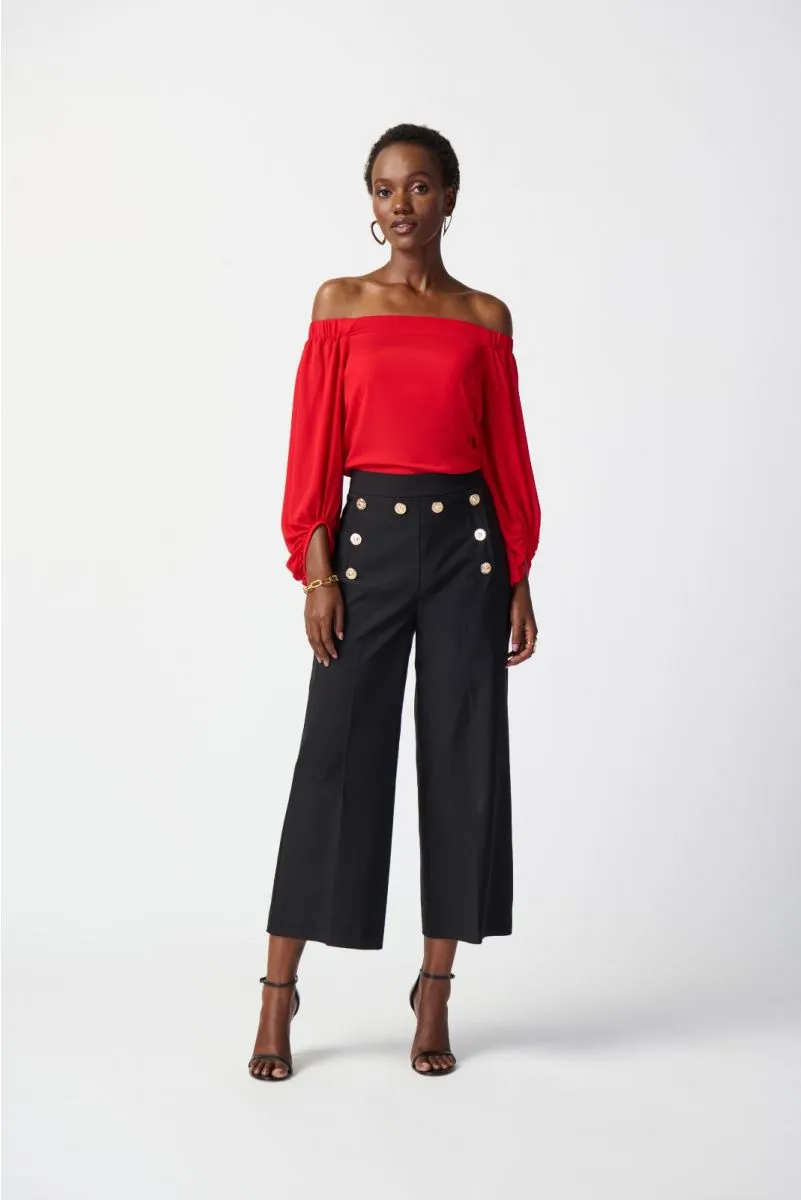 Joseph Ribkoff Radiant Red Off-Shoulder Puff Sleeve Top 241304