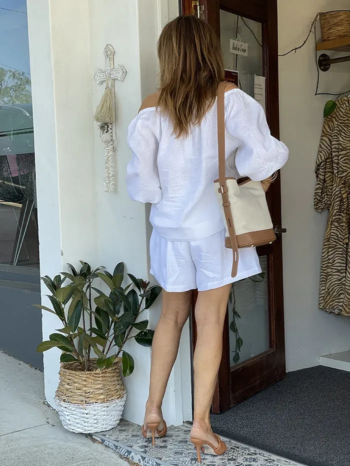 Kelsey Linen Top - White