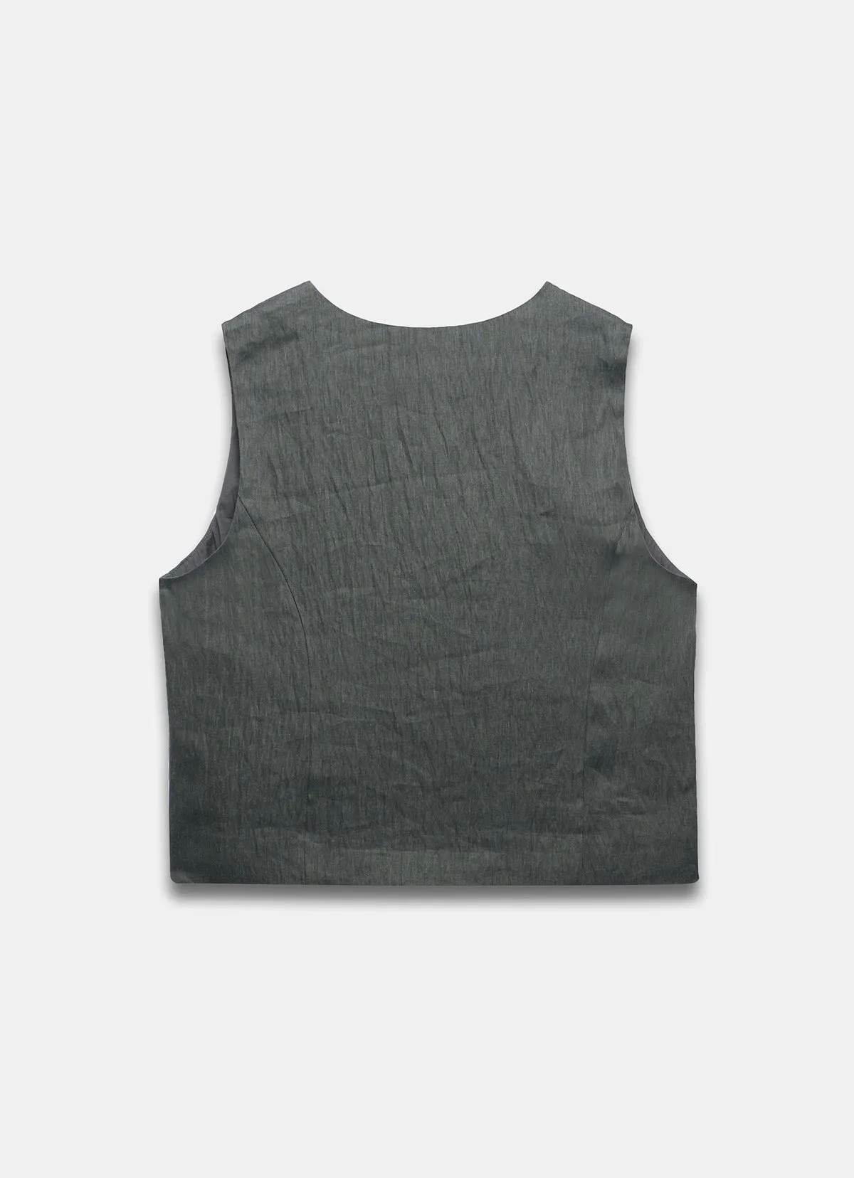 Khaki Linen Tie Front Waistcoat