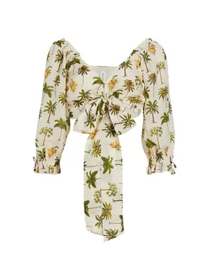 KIVARI Cropped Tie-Front Top