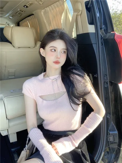 Korean Knitted Sweater Crop Tops