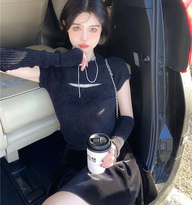 Korean Knitted Sweater Crop Tops