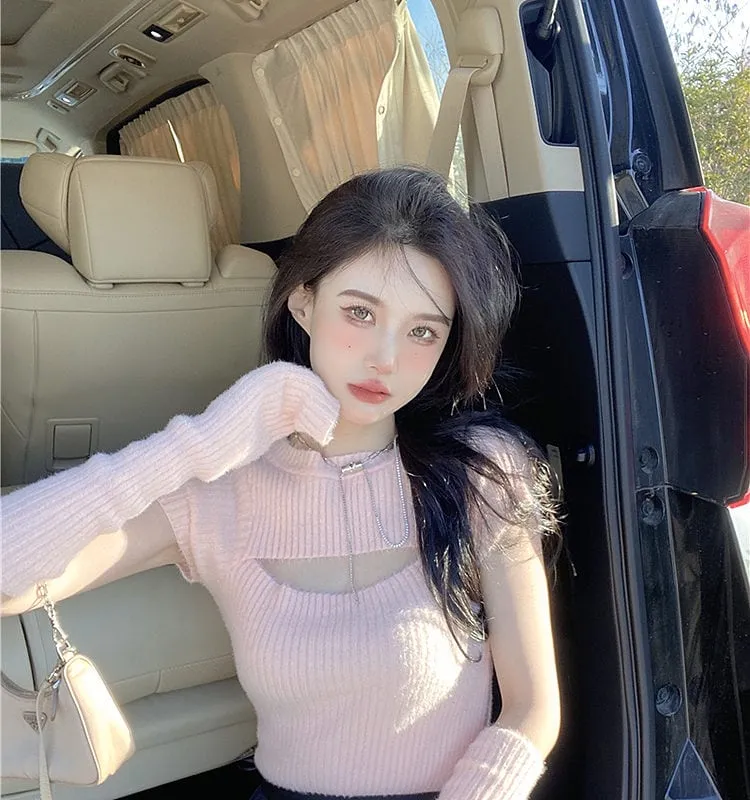 Korean Knitted Sweater Crop Tops