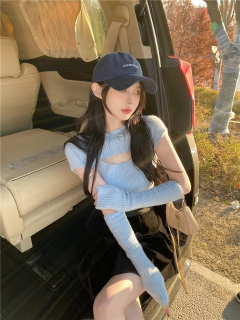 Korean Knitted Sweater Crop Tops