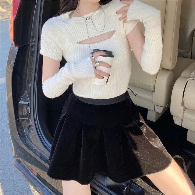 Korean Knitted Sweater Crop Tops