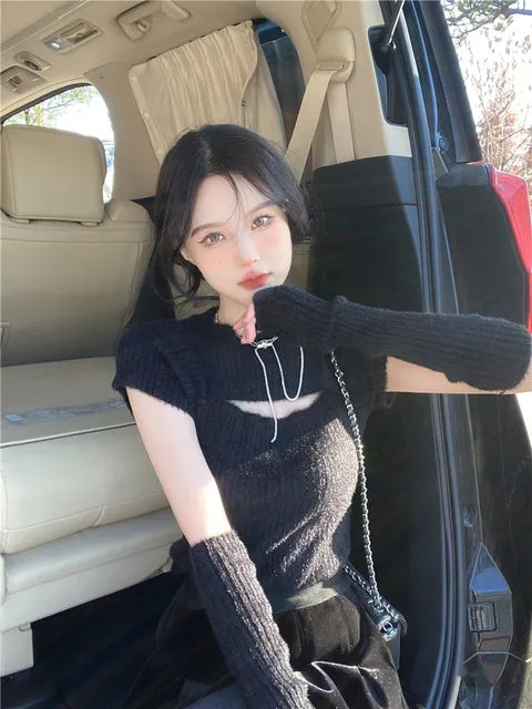 Korean Knitted Sweater Crop Tops