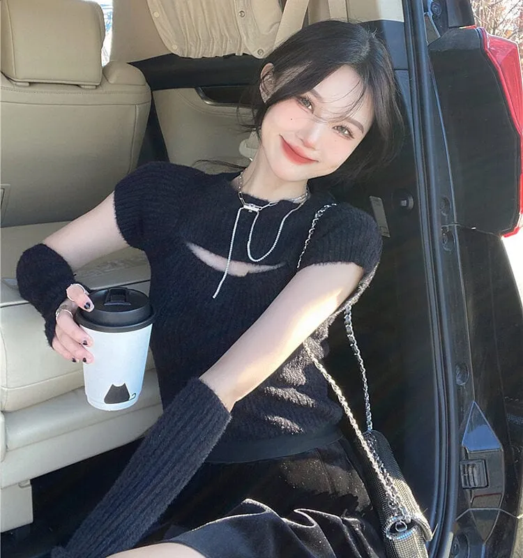 Korean Knitted Sweater Crop Tops