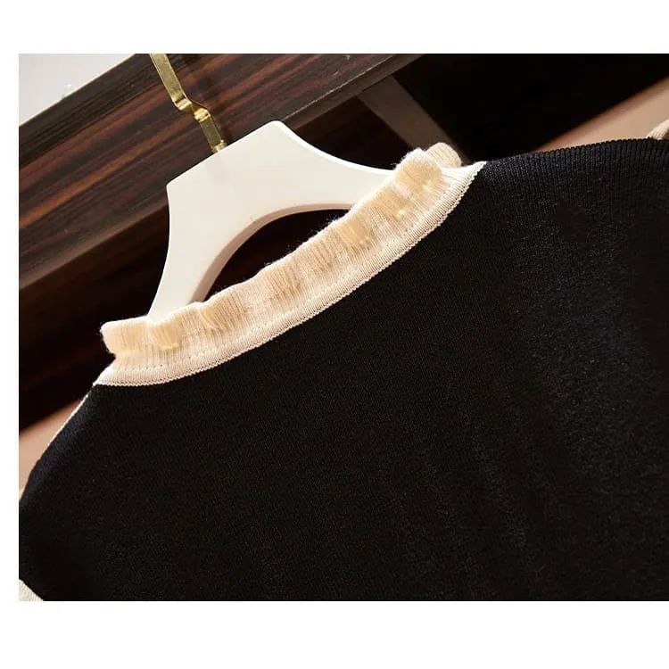 Korean Warm Plus Size Fake Two-piece Knitted Dress