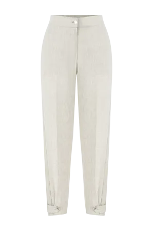 Labeca Beige Isla Barley Linen Tapered Pants UK S