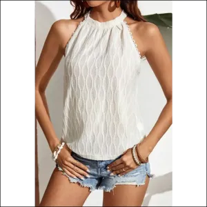 Lace Detail Grecian Neck Tank Top