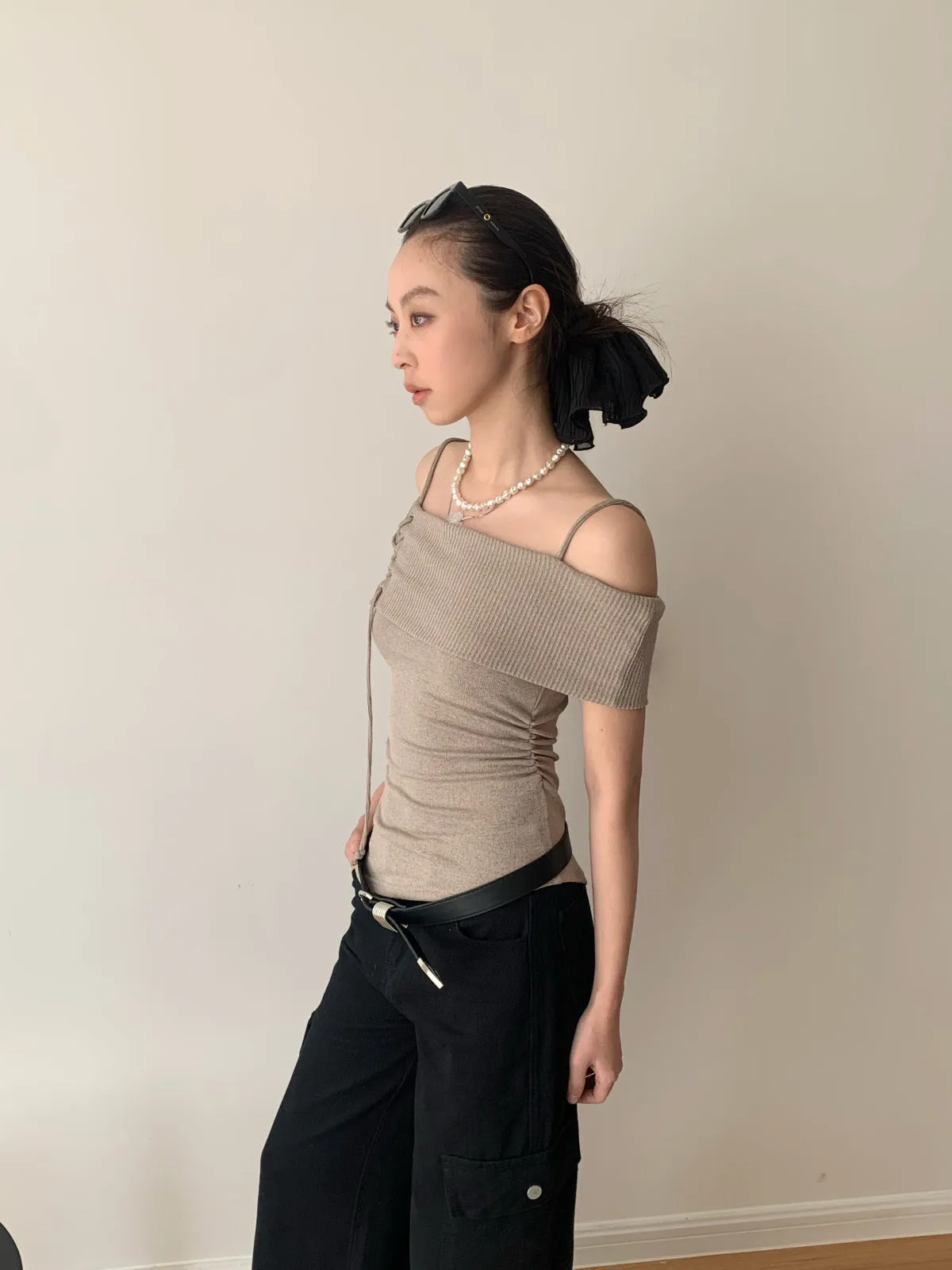 Lace-Up Off-Shoulder Top