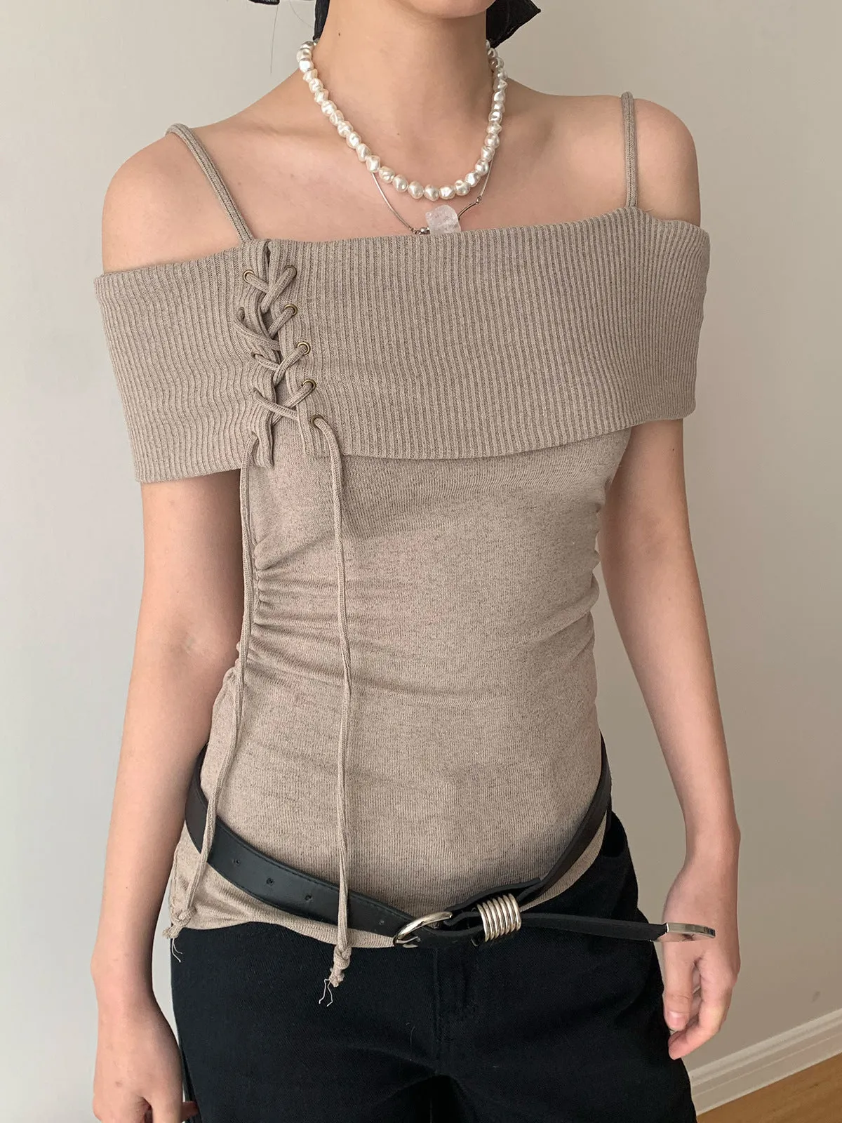 Lace-Up Off-Shoulder Top