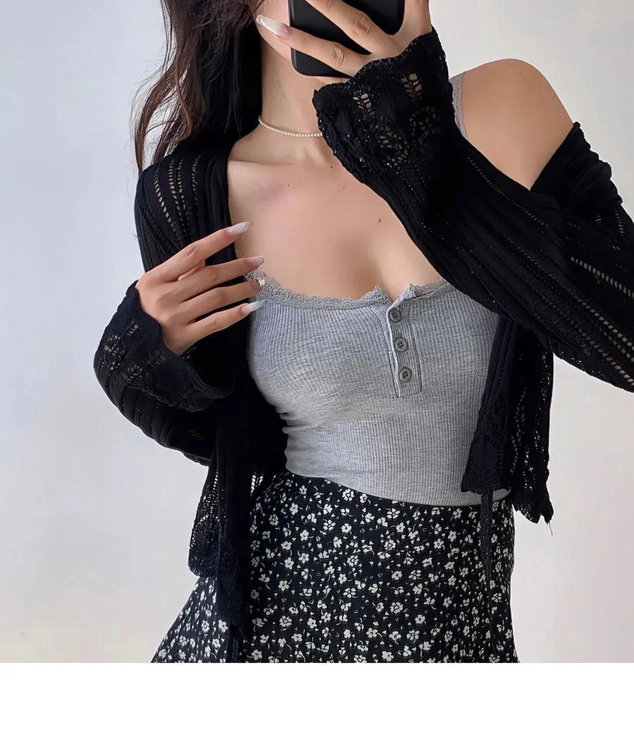 lace V-neck cardigan