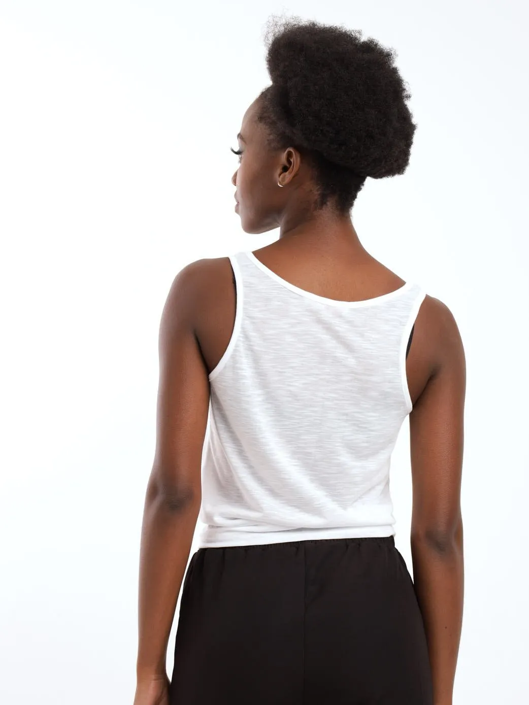 Ladies Tie-Front Tank Top - White