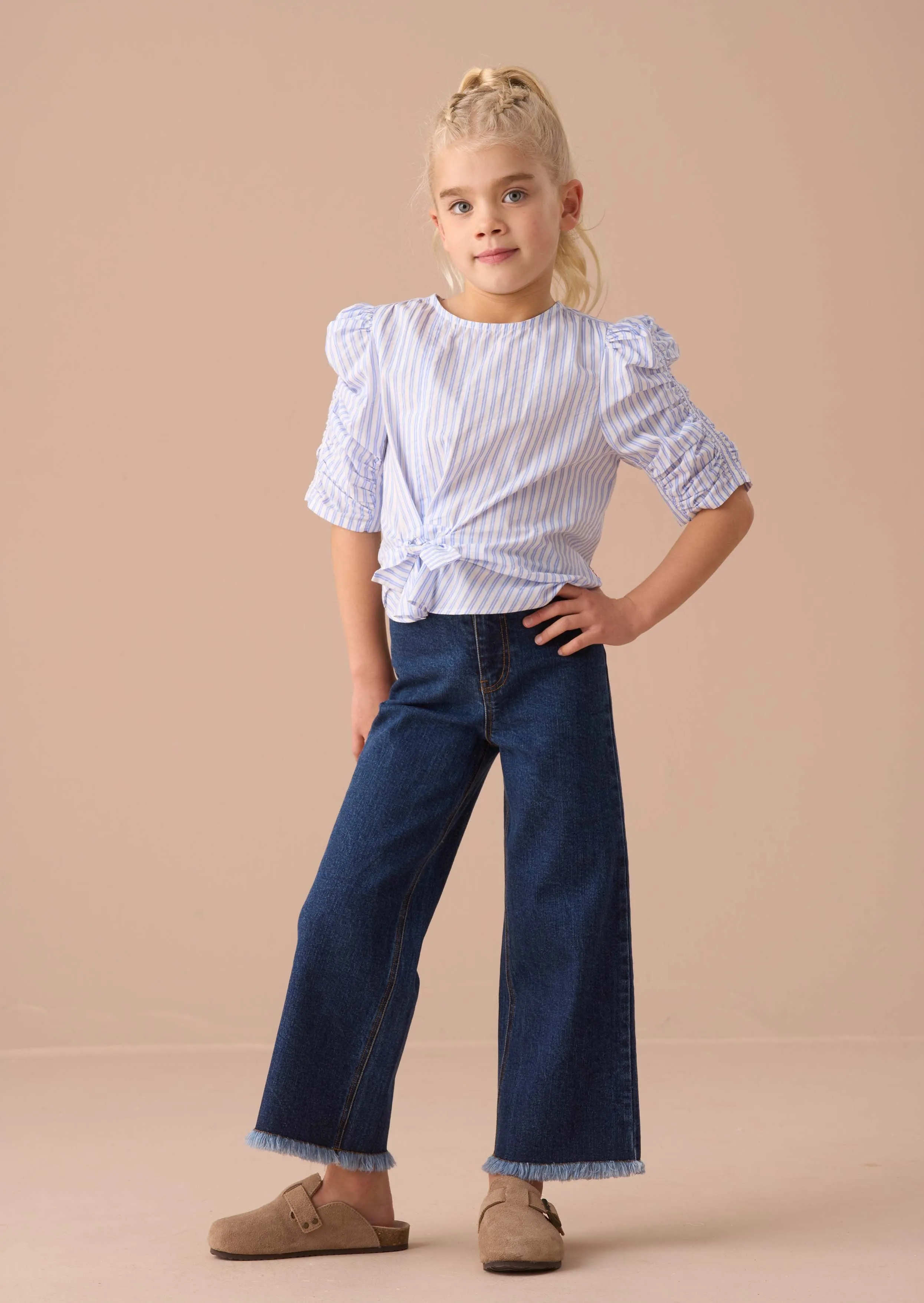 Lara Blue Stripe Tie Front Blouse