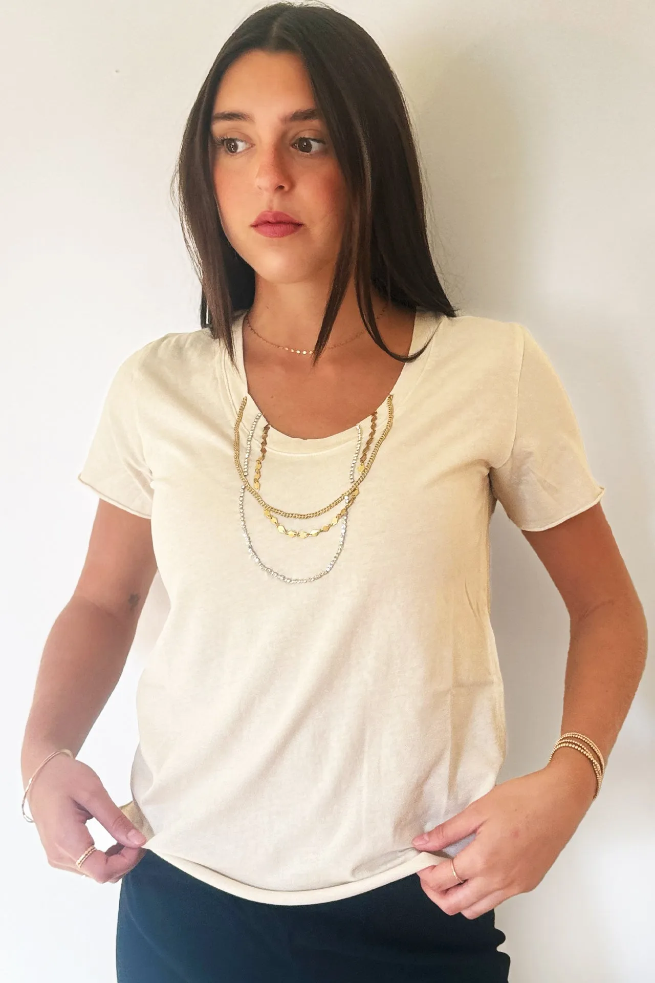 Leon & Harper Tizia Diamonds T-Shirt - Off-White