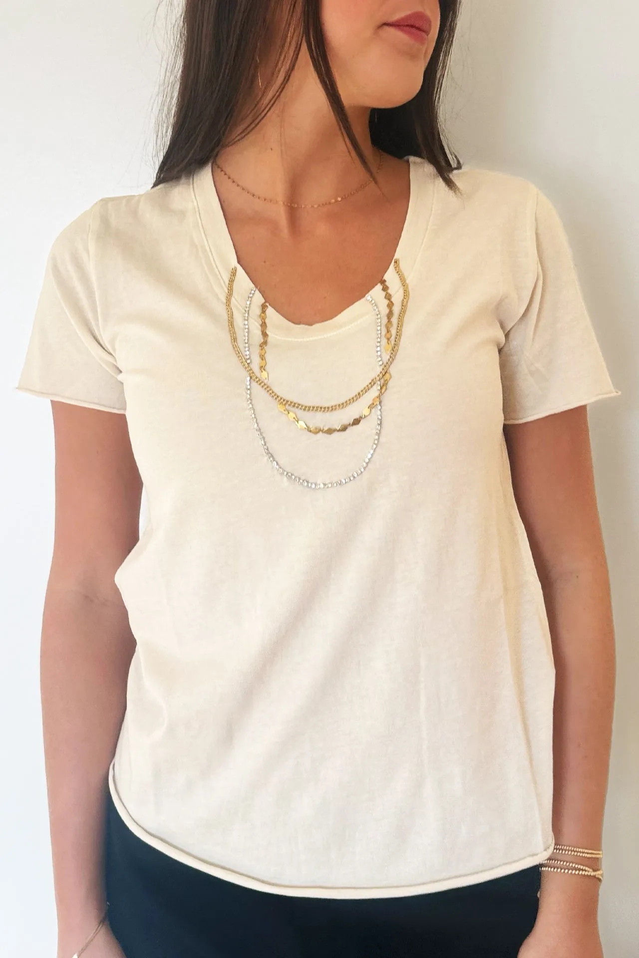 Leon & Harper Tizia Diamonds T-Shirt - Off-White