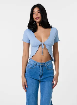 Lettuce Hem Tie Front Top