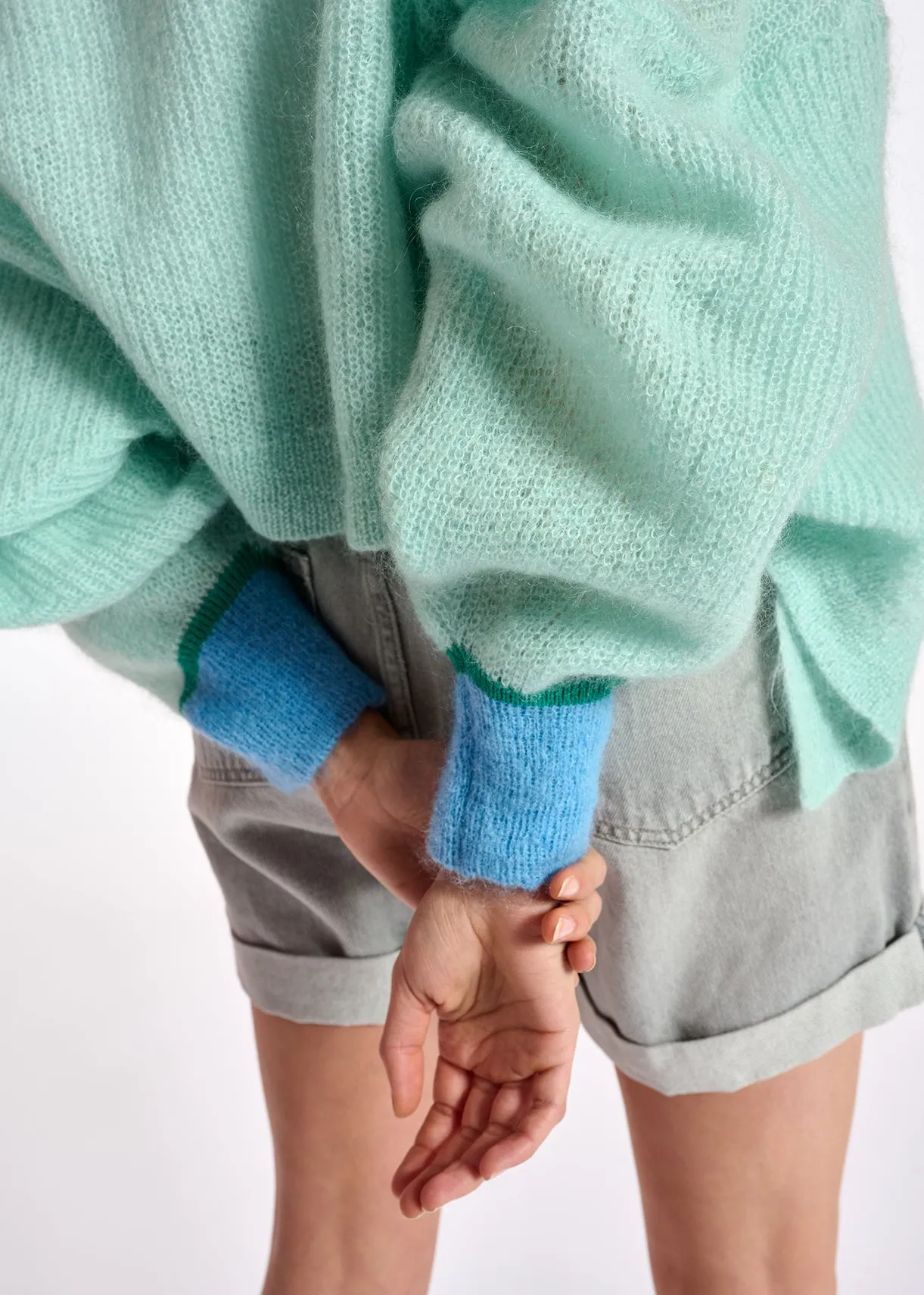 Light blue mohair-blend cardigan